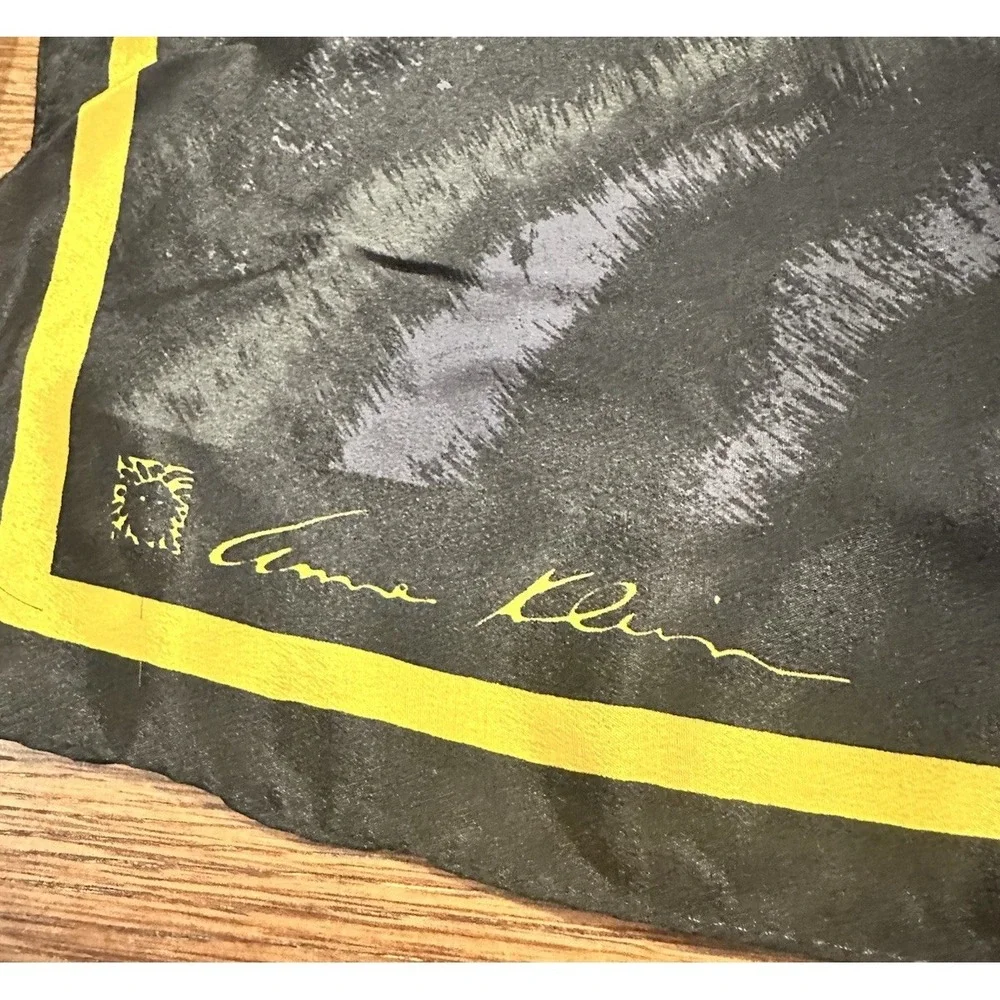 Vintage Anne‎ Klein Scarf Silk Panther Black, Gold, Orange 30